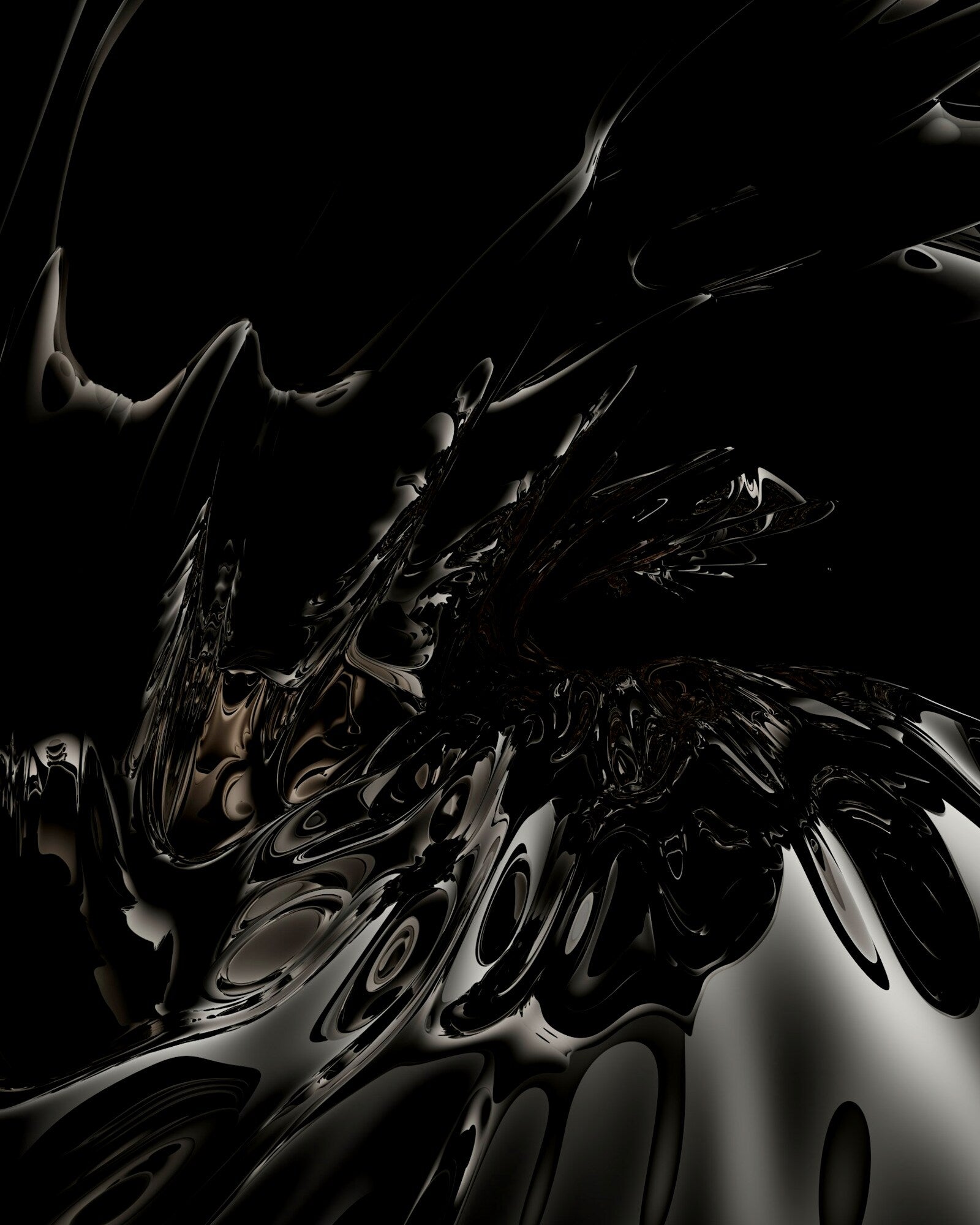 Liquid metal surface in dramatic low-key light